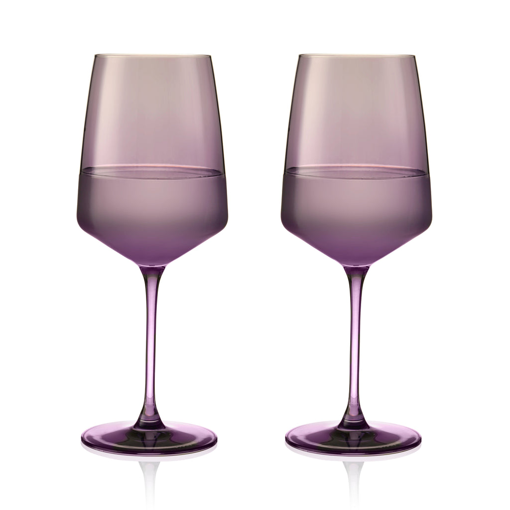 Reserve Nouveau Crystal Wine Glasses in Violet, Set of 2