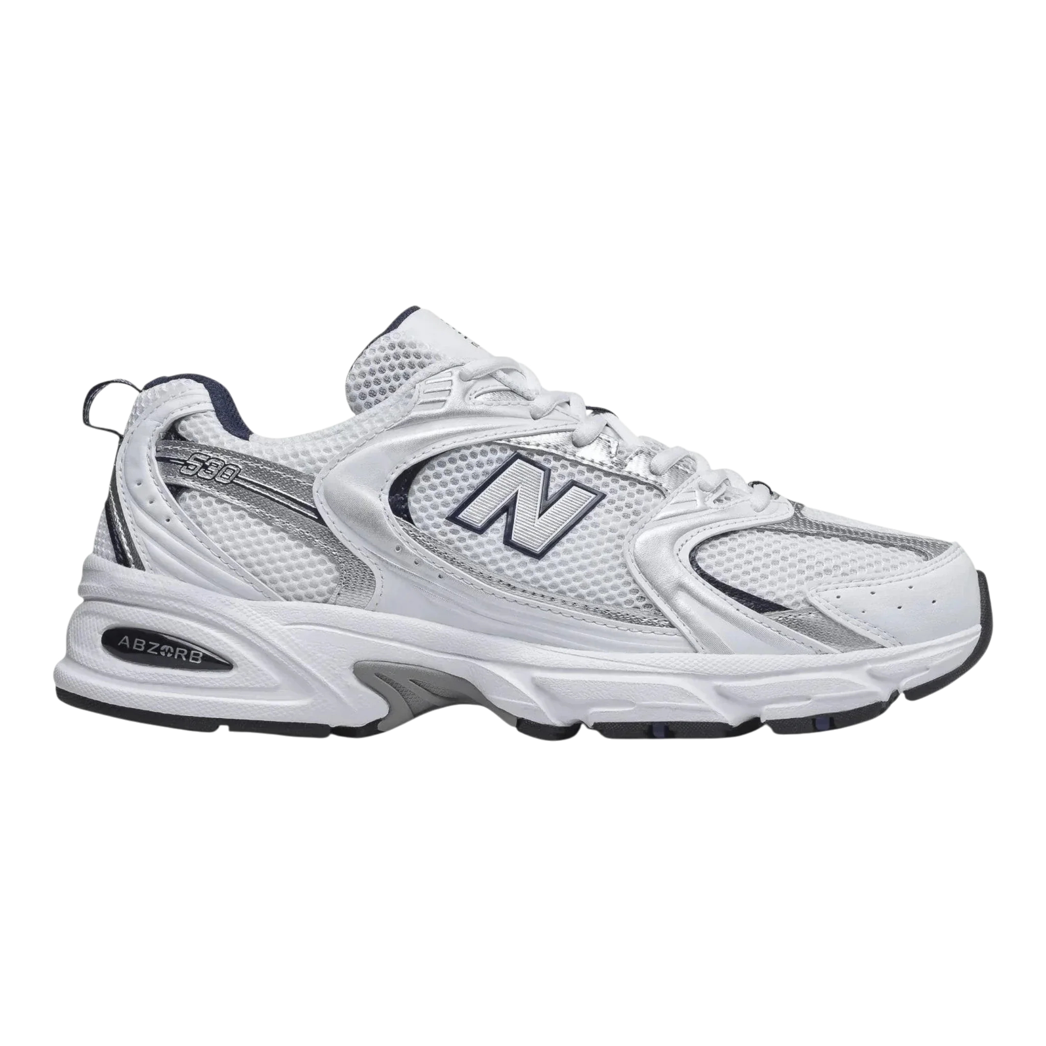 New Balance 530 Men's Sneakers — White/Navy Leather Low-Top