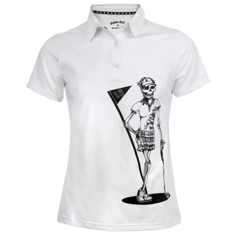 Ladies Mrs. Bones Golf Shirt (White)