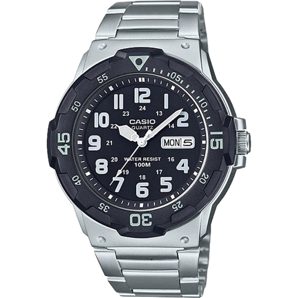 Casio Men's Stainless Steel Water-Resistant Analog Watch with Black Dial - MRW-200HD-1B