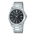 Casio Men's Silver Stainless Steel Watch with Black Dial - MTP-1183A-1A