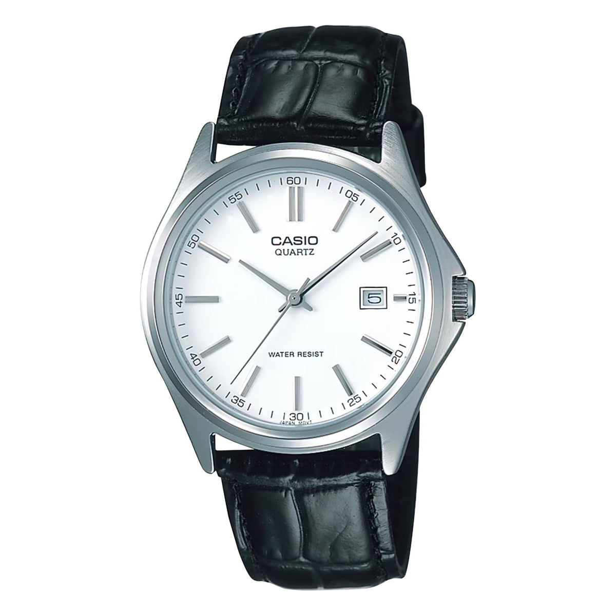 Casio Men's Black Leather Watch with White Dial - MTP-1183E-7A