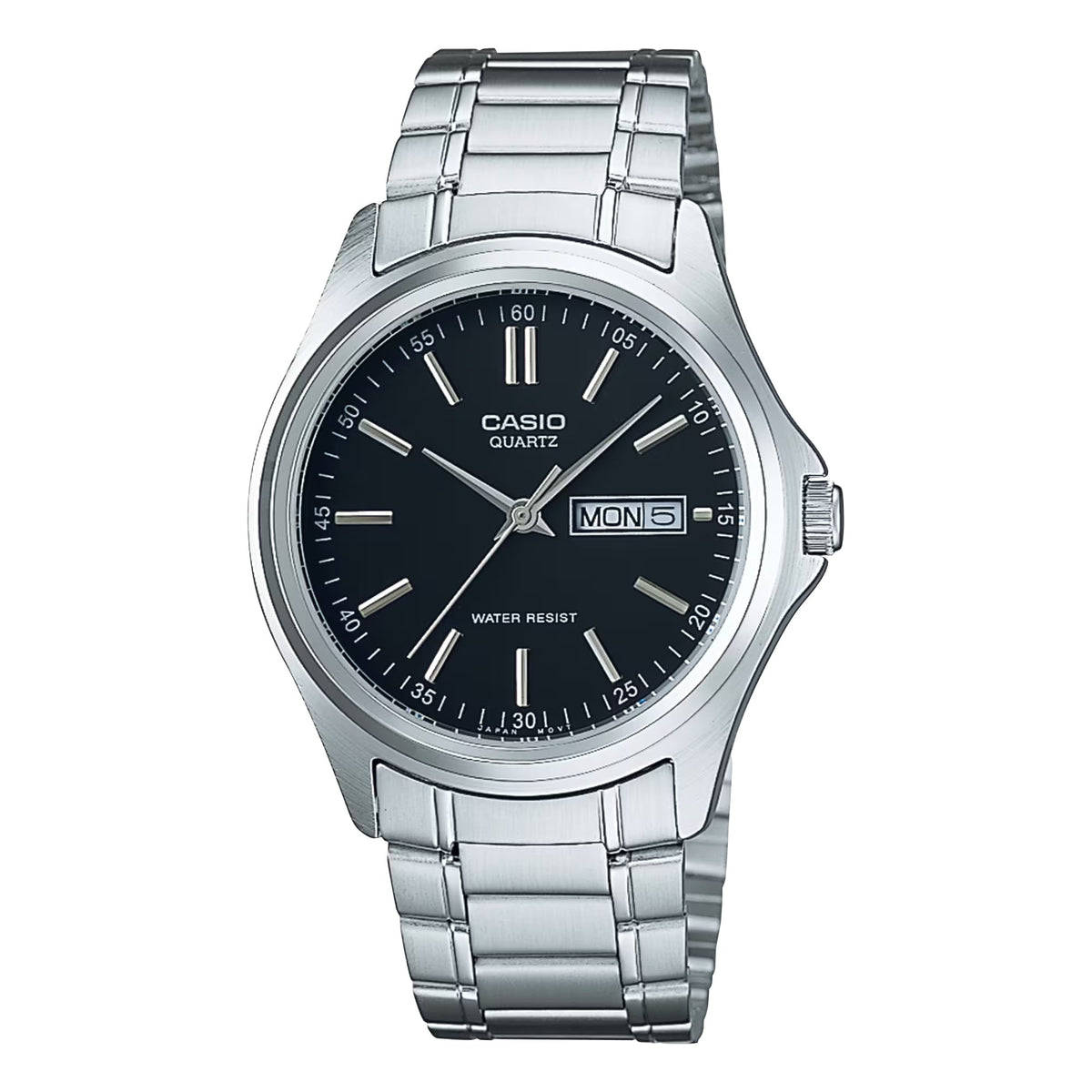 Casio Men's Black Dial Analog Watch with Stainless Steel Bracelet - MTP-1239D-1A