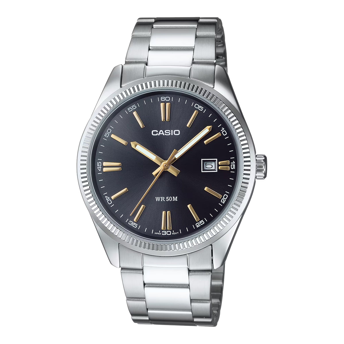 Casio Men's Black Dial Analog Watch with Stainless Steel Bracelet - MTP-1302D-1A2V