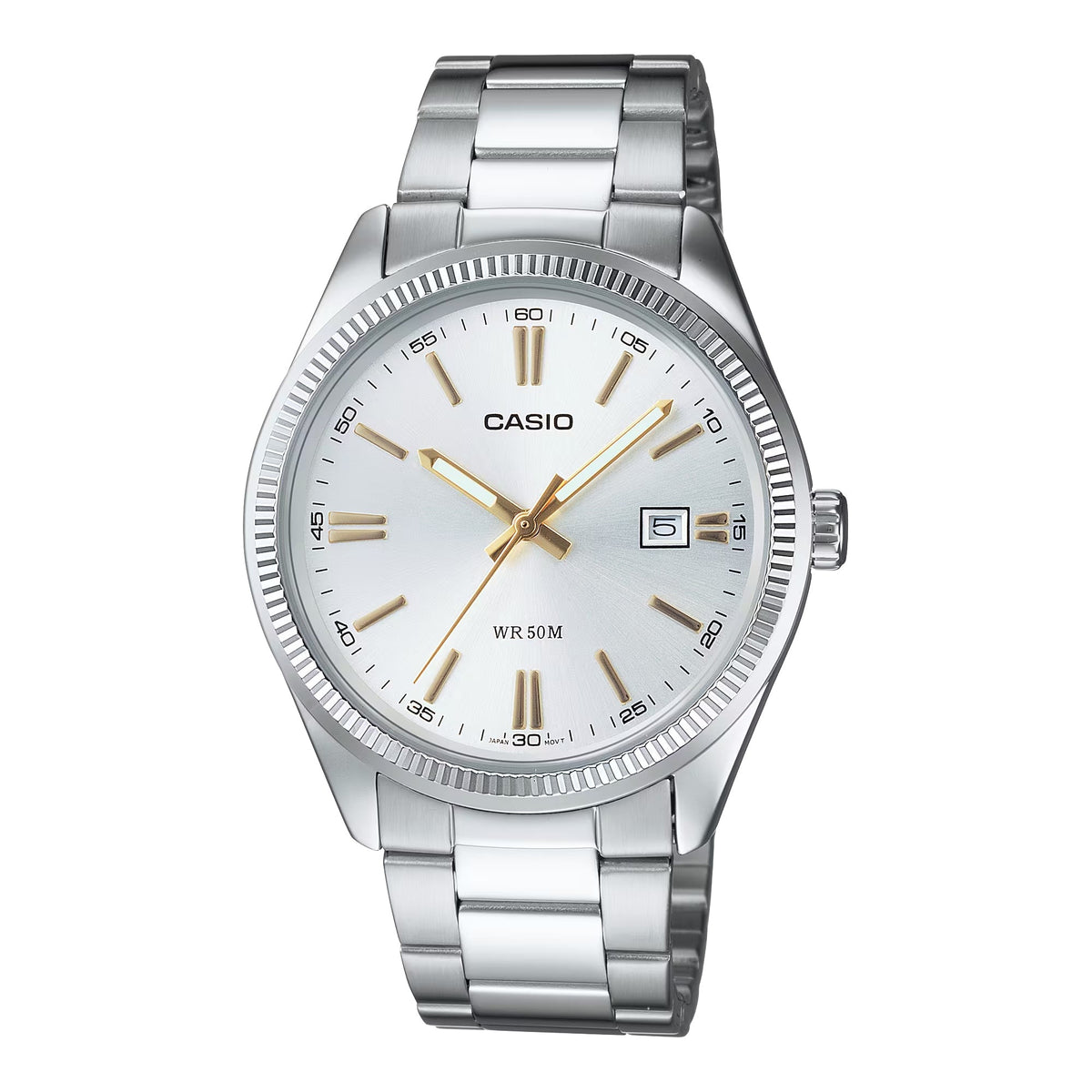 Casio Men's Silver Analog Watch with White Dial Steel Bracelet - MTP-1302D-7A2V