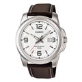 Casio Men’s White Dial Leather Strap Watch - MTP-1314L-7AV