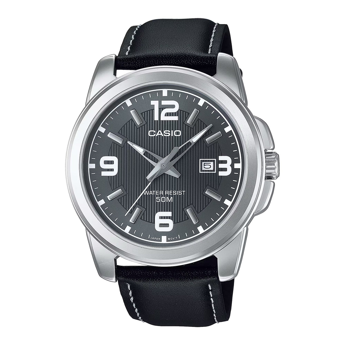 Casio Women's Grey Dial Genuine Leather Strap Watch - LTP-1314L-8AVDF