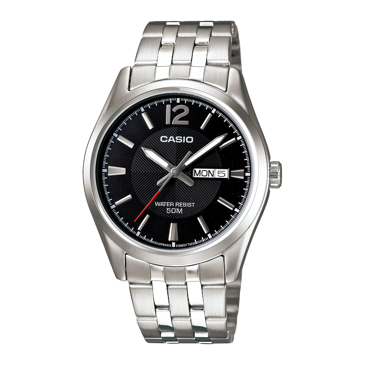 Casio Men’s Black Dial Day Date Stainless Steel Watch - MTP-1335D-1AV