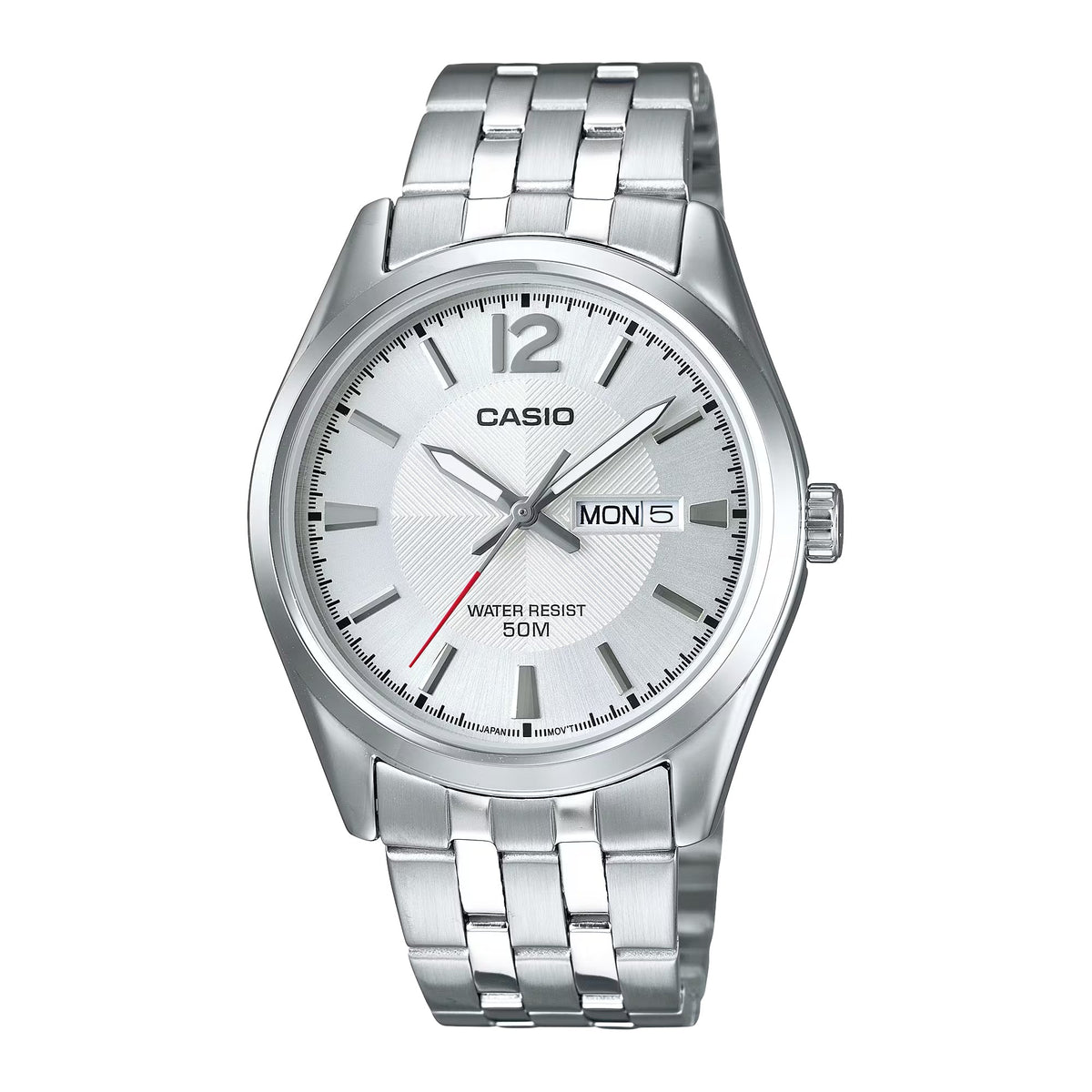 Casio Men’s Silver Dial Stainless Steel Day Date Watch - MTP-1335D-7AV