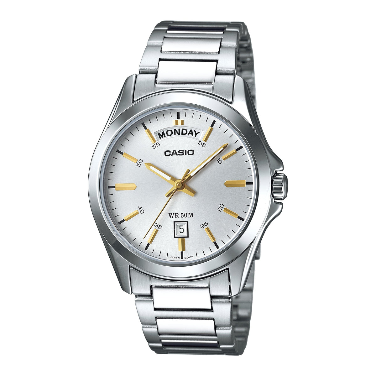 Casio Men’s Silver Dial Analog Watch with Stainless Steel Bracelet - MTP-1370D-7A2VDF