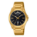 Casio Men's Black Dial Gold Stainless Steel Day Date Watch - MTP-1370G-1AVDF