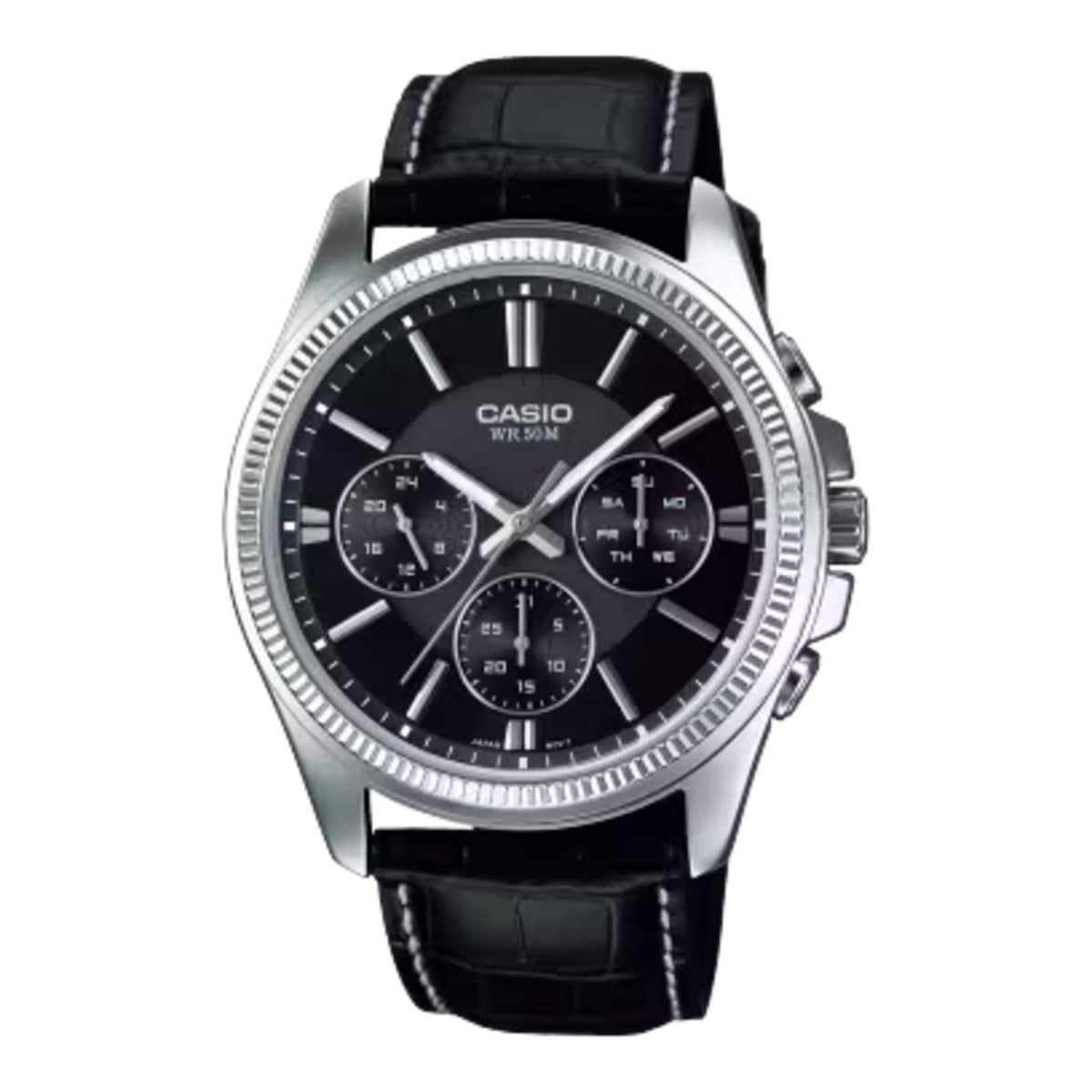 Casio Men's Black Dial Leather Classic Multi Function Watch - MTP-1375L-1AV