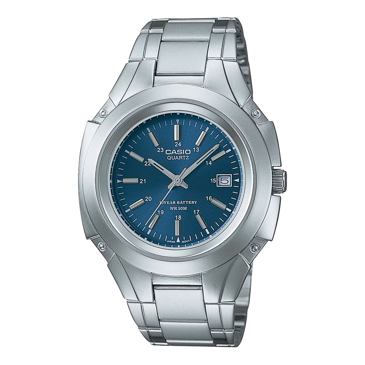 Casio Men's Silver Stainless Steel Blue Dial Analog Watch - MTP-3050D-2AV