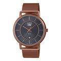 Casio Men's Rose Gold Gray Dial Stainless Steel Mesh Bracelet Watch - MTP-B120MR-8AVDF