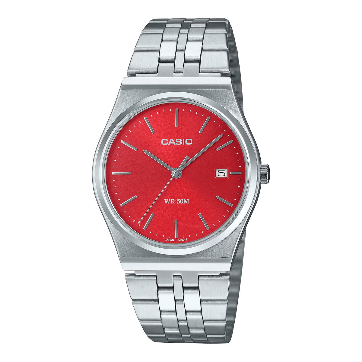 Casio Men's Stainless Steel Watch with Red Dial - MTP-B145D-4A2VDF