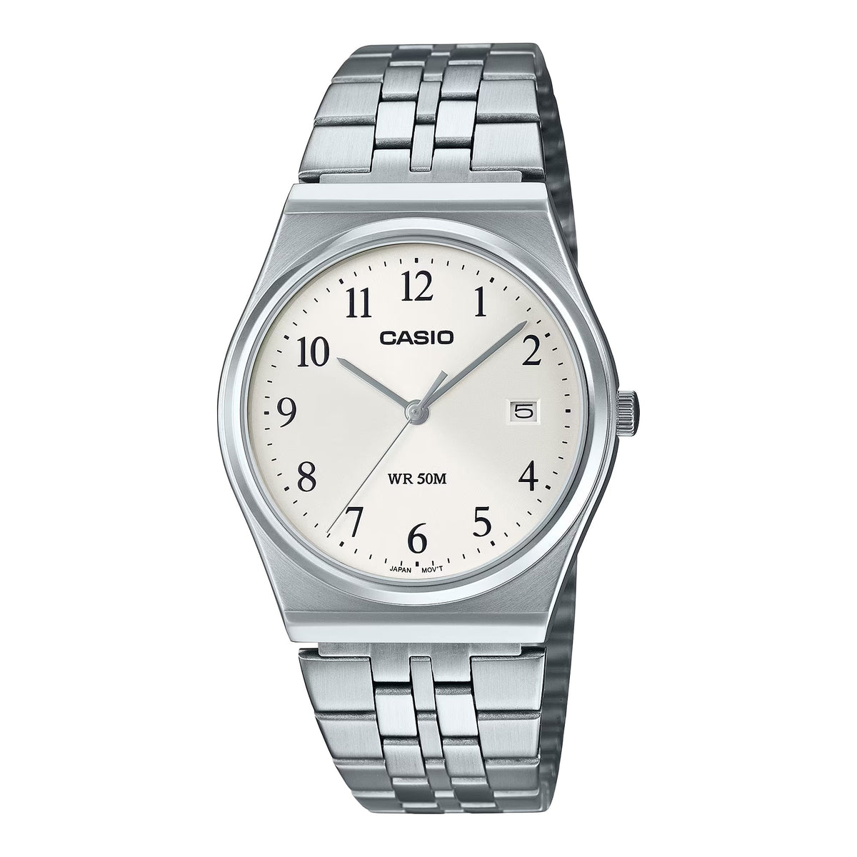 Casio Men's Stainless Steel Watch with White Dial - MTP-B145D-7BVDF