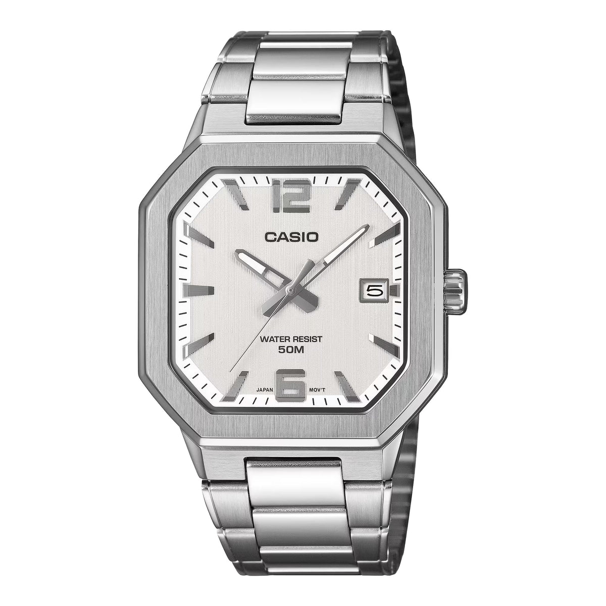 Casio Men's Silver Dial Stainless Steel Date Display Watch - MTP-B195D-7AVDF