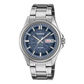 Casio Men's Blue Dial Stainless Steel Day Date Wristwatch - MTP-E740-2A1VDF