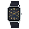 Casio Men's Black Dial Leather Moon Phase Dress Wristwatch - MTP-M305L-1A2VDF