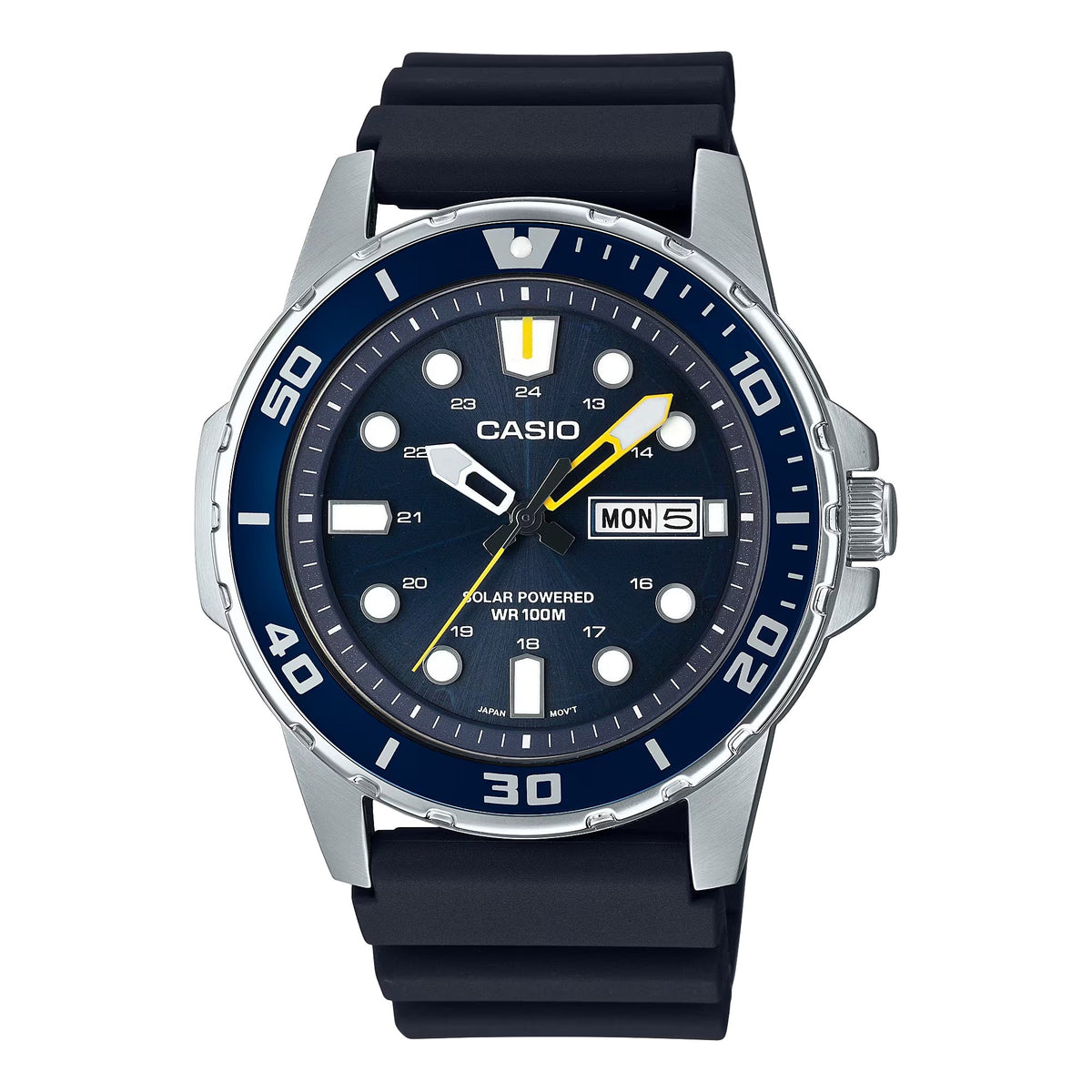 Casio Men’s Blue Dial Solar Stainless Steel Sport Wristwatch - MTP-S110-2AVCF