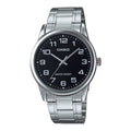 Casio Men's Silver Analog Watch with Black Dial - MTP-V001D-1B
