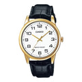 Casio Men's Black Leather Watch with White Dial - MTP-V001GL-7B