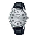 Casio Men's Silver Dial Analog Watch with Black Leather Strap - MTP-V001L-7BUDF