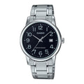 Casio Men's Black Dial Analog Watch with Silver Stainless Steel Band - MTP-V002D-1B