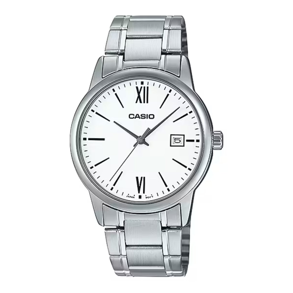 Casio Men’s Stainless Steel Analog Watch with White Dial and Date - MTP-V002D-7B3