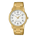 Casio Men's Gold Stainless Steel Watch with White Dial - MTP-V002G-7B2UDF
