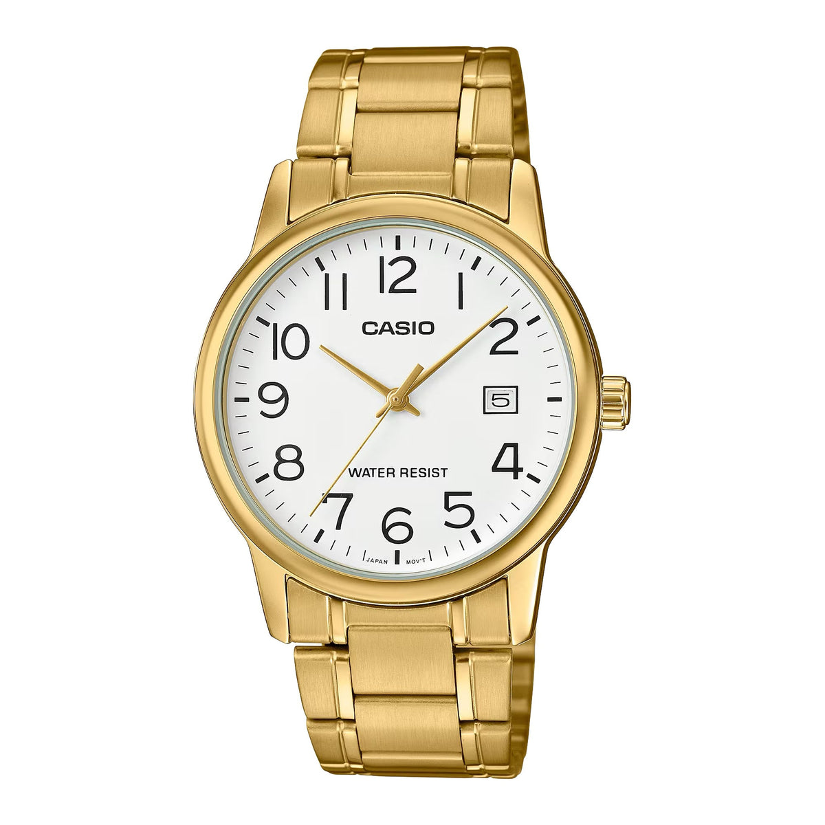 Casio Men's Gold Stainless Steel Watch with White Dial - MTP-V002G-7B2UDF