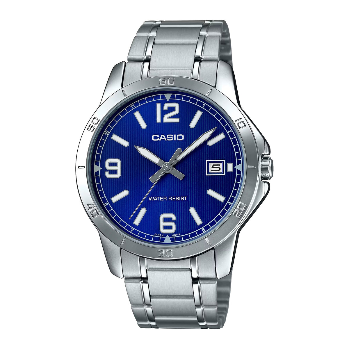 Casio Men's Blue Dial Analog Watch with Stainless Steel Bracelet - MTP-V004D-2BUDF