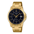 Casio Men's Gold Stainless Steel Watch with Black Dial - MTP-V004G-1CUDF