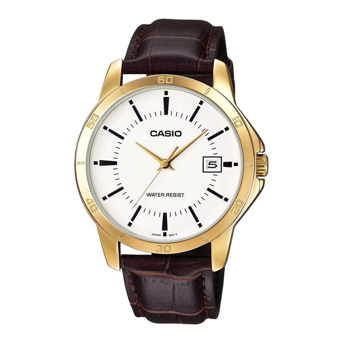Casio Men's Gold Mesh Bracelet Watch with Black Dial - MTP-B130MG-1AVDF