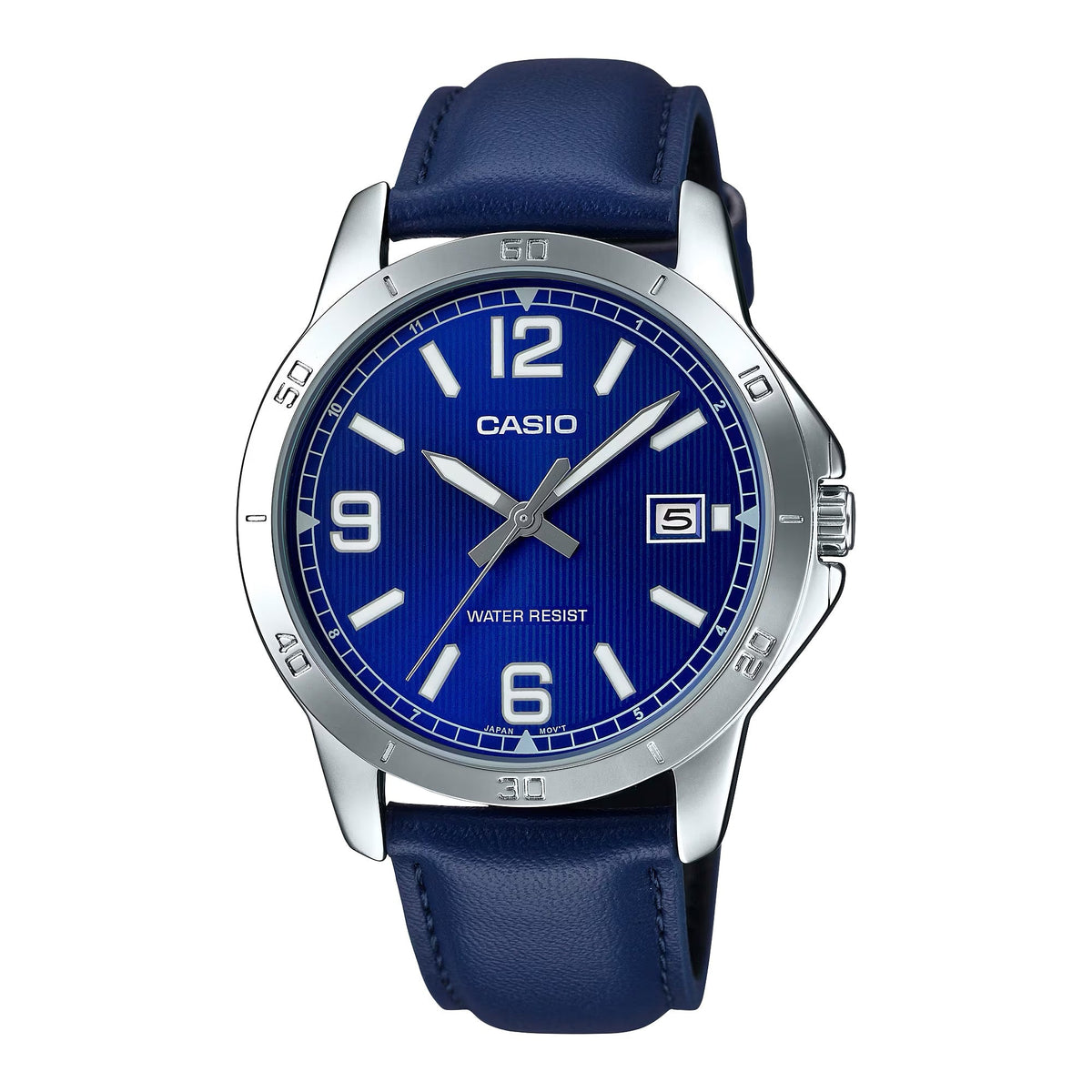 Casio Men's Blue Leather Watch with Blue Dial - MTP-V004L-2BUDF