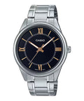 Casio Men's Silver Stainless Steel Watch with Black Dial - MTP-V005D-1B5UDF