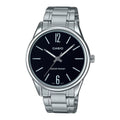 Casio Men's Silver Analog Watch with Black Dial - MTP-V005D-1B