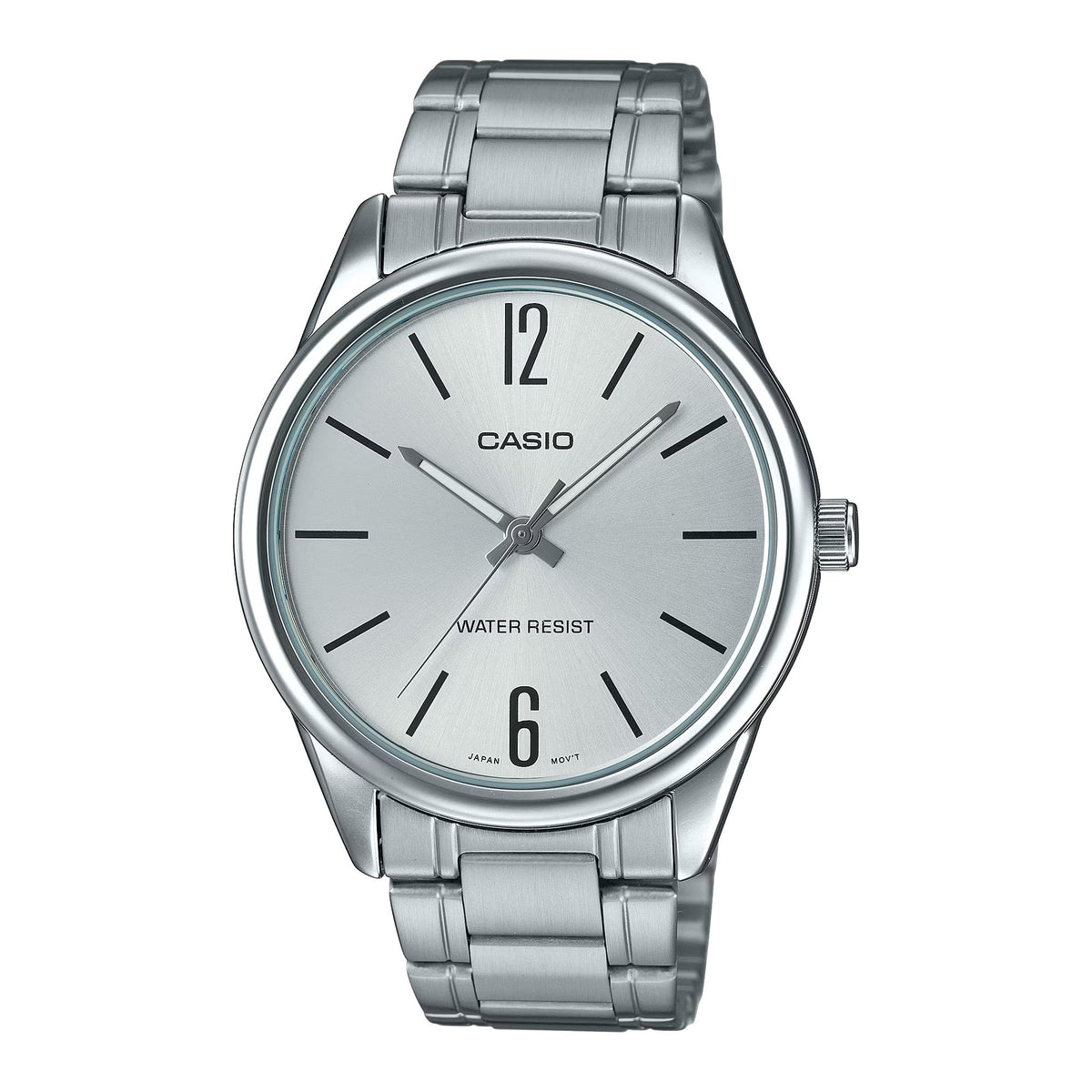Casio Men's Silver Stainless Steel Watch with White Dial - MTP-V005D-7BUDF