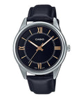 Casio Men's Black Leather Watch with Black Dial - MTP-V005L-1B5UDF
