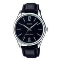 Casio Men's Black Leather Watch with Black Dial - MTP-V005L-1BUDF
