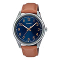 Casio Men's Analog Watch with Blue Dial and Leather Strap - MTP-V005L-2B4UDF