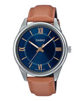 Casio Men's Brown Leather Watch with Blue Dial - MTP-V005L-2B5UDF