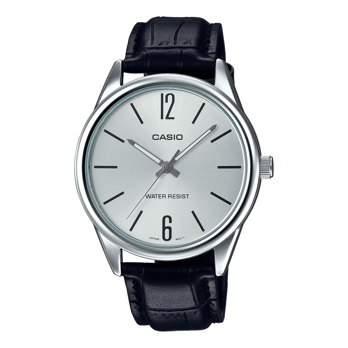 Casio Men's Classic Silver Dial Analog Watch with Leather Strap - MTP-V005L-7BUDF