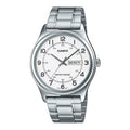 Casio Men's White Dial Day Date Analog Watch with Stainless Steel Bracelet - MTP-V006D-7B2UDF