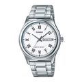 Casio Men's White Roman Dial Day Date Analog Watch - MTP-V006D-7BUDF