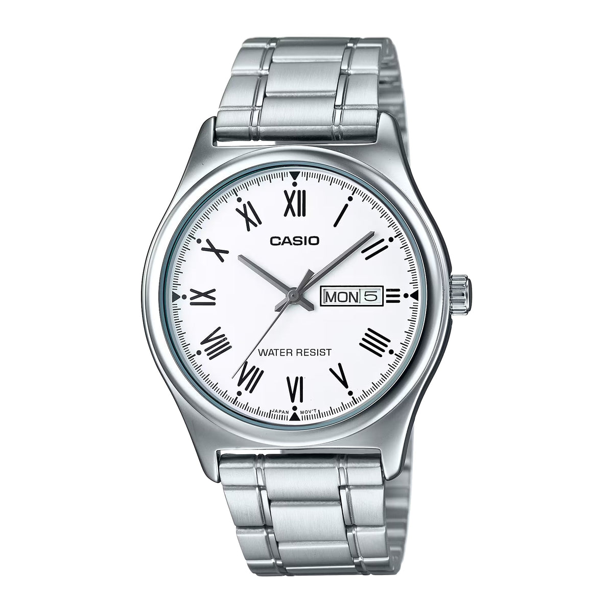 Casio Men's White Roman Dial Day Date Analog Watch - MTP-V006D-7BUDF