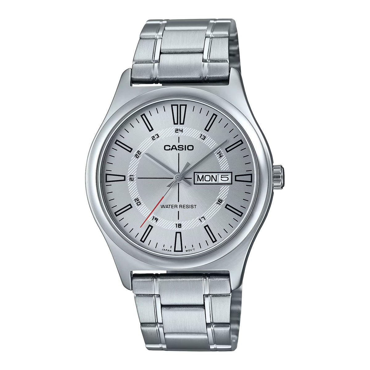 Casio Men's Silver Dial Day Date Analog Watch with Bracelet - MTP-V006D-7CUDF