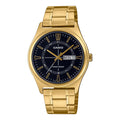Casio Men's Gold-Tone Stainless Steel Black Dial Analog Watch - MTP-V006G-1CUDF