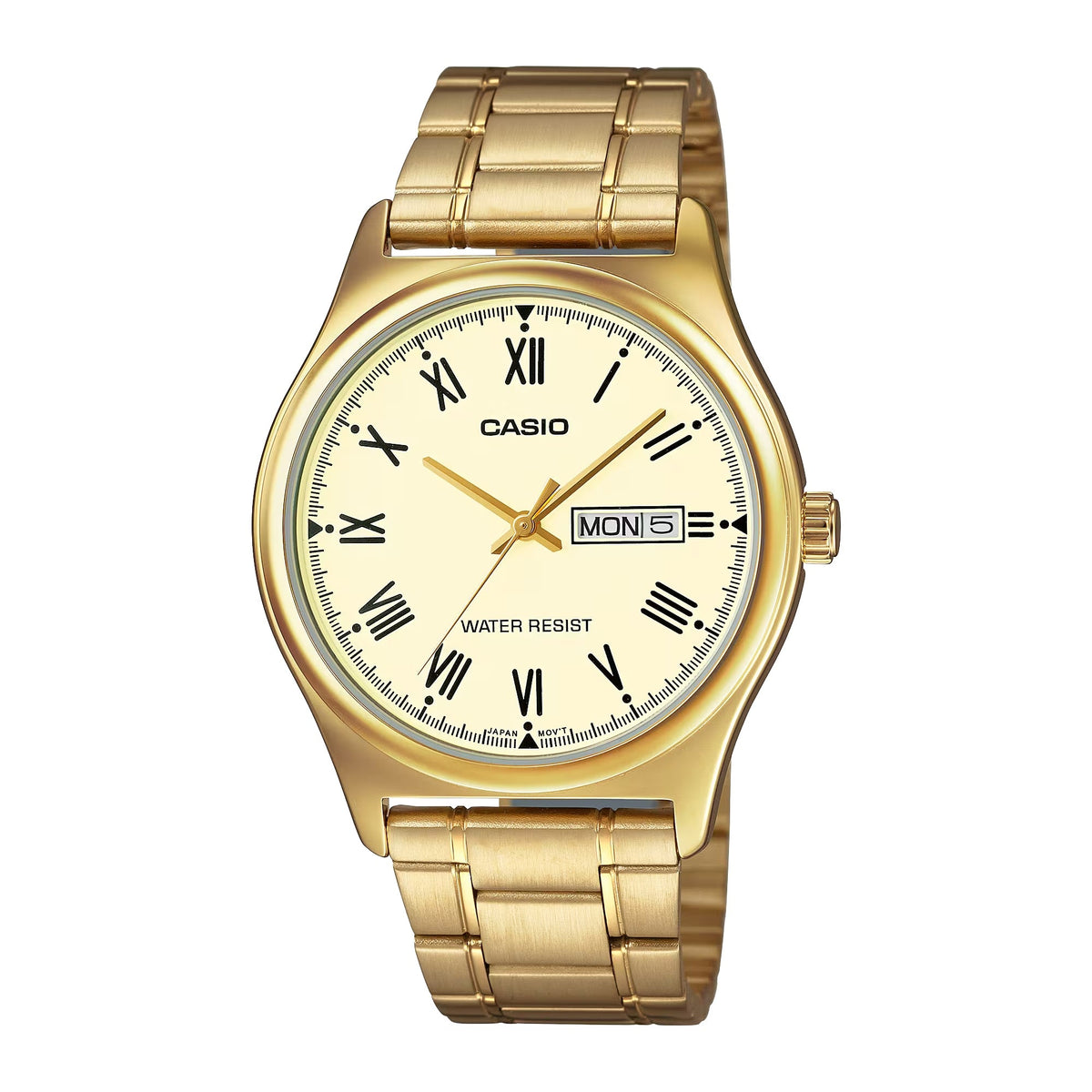 Casio Men's Gold Analog Watch Roman Dial Steel Bracelet - MTP-V006G-9BUDF