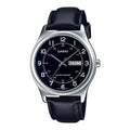 Casio Men's Black Leather Watch with Black Dial - MTP-V006L-1B2UDF